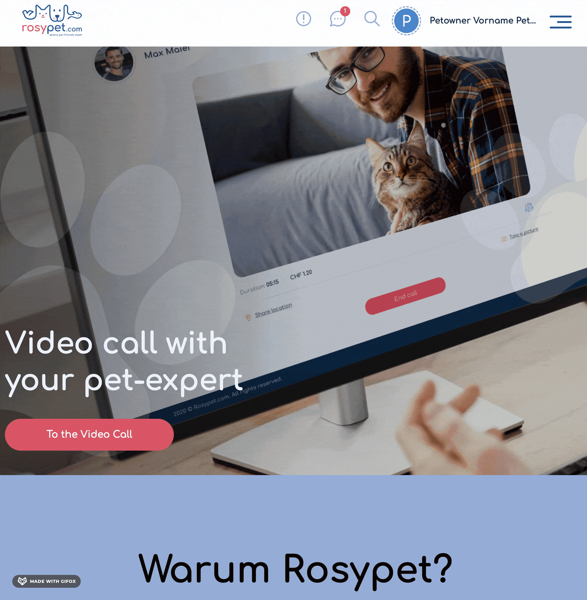Portal with features for veterinarians and pet owners