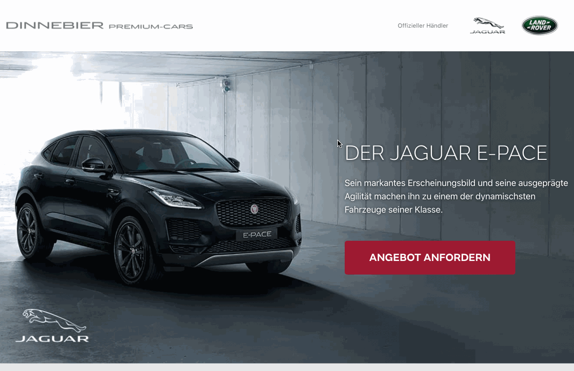Dinnebier - Landingpage for car presentation